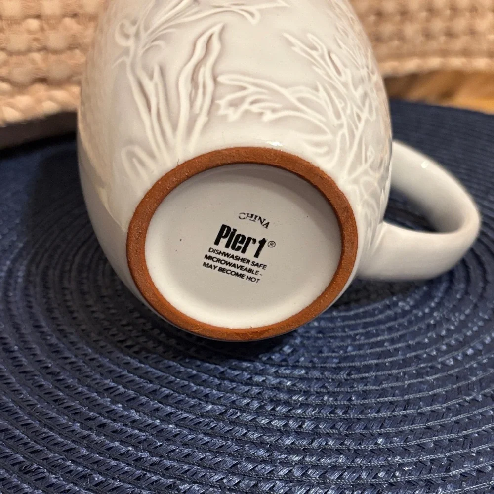 Pier 1 Floral Embossed Mug